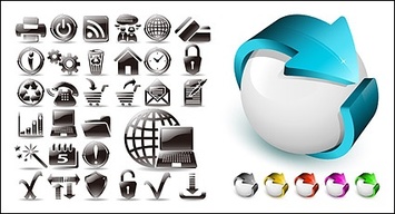 Black and white and three-dimensional icon vector material