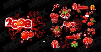 Christmas decoration elements and patterns vector material