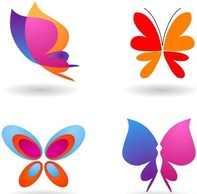 Collection of butterfly icons and symbols
