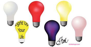 Different colour light bulbs free vector