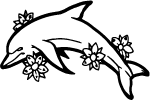 Dolphin And Flowers Free Vector