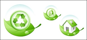 Environmental protection the theme of green leaf icon vector material
