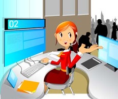 Girls and computer vector 21