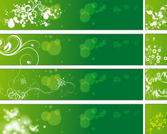 Green Floral Banners Vector