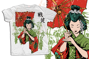 Japanese Geisha Vector T-Shirt Template