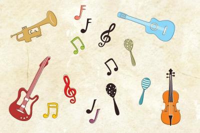 Musical Instruments and Notes Vector