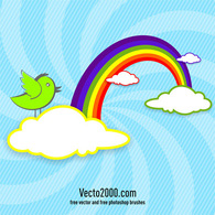 Rainbow with Clouds and Bird