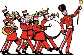 Red Music Cartoon Uniform Playing Marching Band Bands