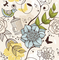 Retro floral seamless vector illustration