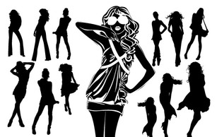 Silhouettes of Beautiful Women in Vector Format