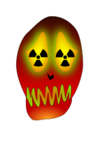 Skull and nuclear warning