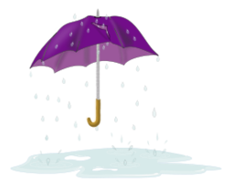 Tattered Umbrella in Rain