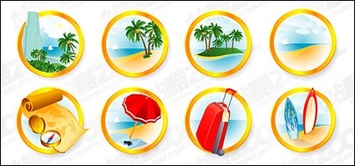 The seaside resort icon vector material