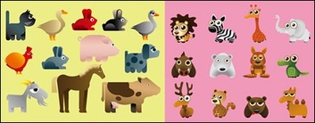 Variety of cartoon animals vector material