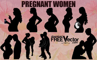 Vector Pregnant Woman Silhouettes